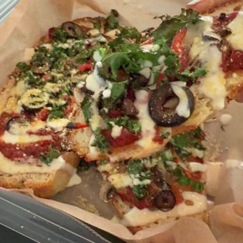 Itality - The Puebloan Pizza with lion's mane Recommend eating it there as the crunch and that extra texture would be lost if it got soggy - Vegan Near Me - Albuquerque, New Mexico