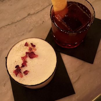 Bisous - a drink and a dessert on a table - Cocktail Bars Near Me - Chicago, Illinois