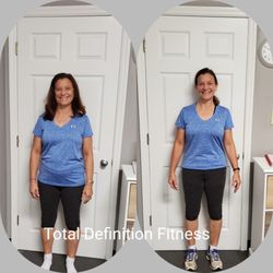 Total Definition Fitness - In 6 weeks Carolyn went from 144.8 to 133.6.  Dropped 4.4 lbs of fat and 7".