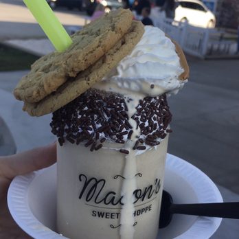 Mason’s Sweet Shoppe - "Nut Job" aka peanut butter milkshake with peanut butter cookies - Desserts Near Me - Union Grove, North Carolina