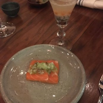 Pagu - Salmon was tasty. Oyster shooter was interesting - liked it. - Japanese Near Me - Cambridge, Massachusetts