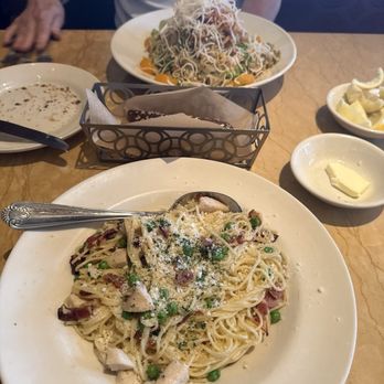 The Cheesecake Factory - Chinese Chicken Salad and Pasta Carbonara with Chicken Breast - Desserts Near Me - Anaheim, California The Cheesecake Factory - Chinese Chicken Salad and Pasta Carbonara with Chicken Breast - Desserts Near Me - Anaheim, California