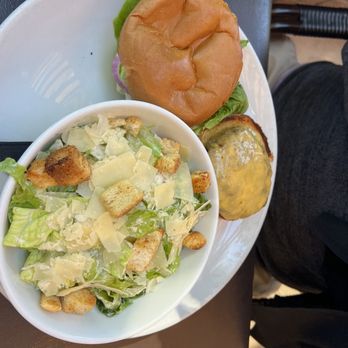 Rooster Creek - Burger with Caesar salad - New American Near Me - Arroyo Grande, California Rooster Creek - Burger with Caesar salad - New American Near Me - Arroyo Grande, California