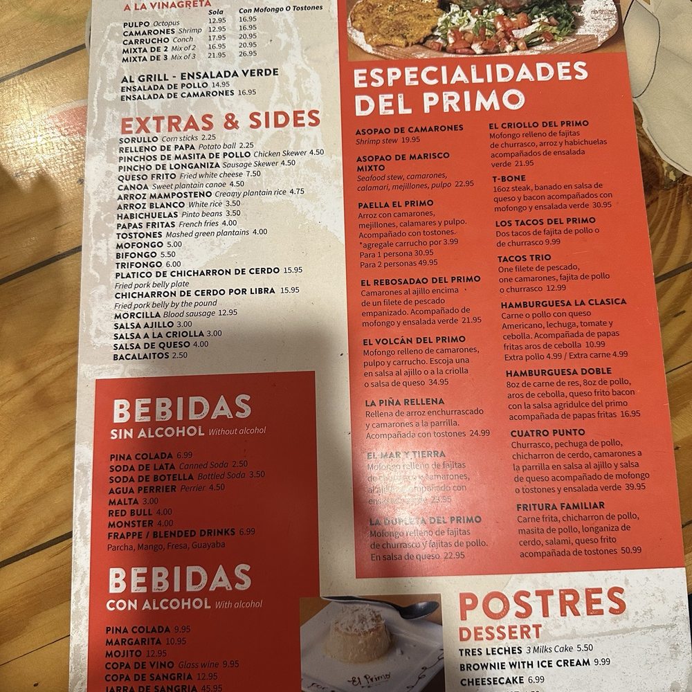 El Primo Restaurant - Menu - Puerto Rican Near Me - Kissimmee, Florida