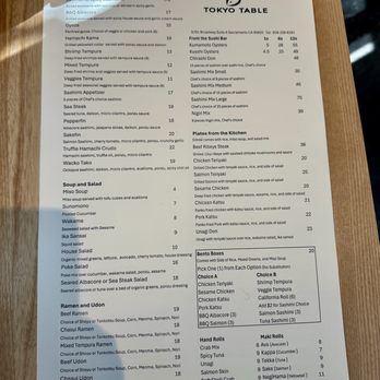 Tokyo Table - Menu (1/2) - Japanese Near Me - Sacramento, California