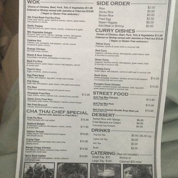 Cha Thai - Menu part 1 - Thai Near Me - San Ramon, California