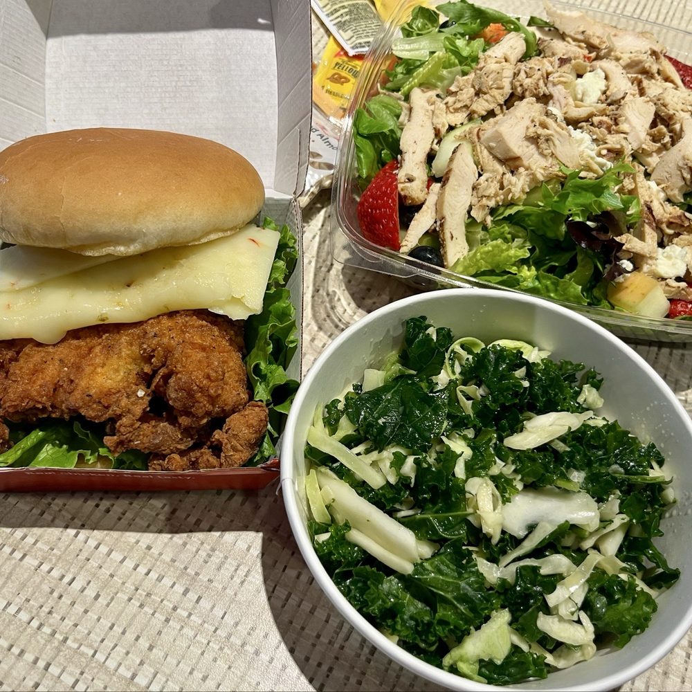 Chick-fil-A - Spicy Deluxe Sandwich, Market Salad, Kale Crunch - Fast Food Near Me - Pleasanton, California