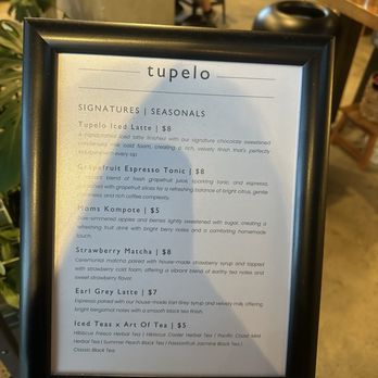 Tupelo Coffee House - Drink menu1 - Coffee & Tea Near Me - Sacramento, California