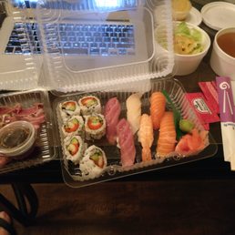 Delivery- Kaede Sushi Moriawase (12 pcs) Beef Tataki Side miso soup and salad