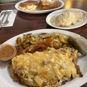 Rodeo Cafe - combo omellete, rodeo potatoes & biscuits & gravy. $15.95 - Cafes Near Me - Rancho Cucamonga, California