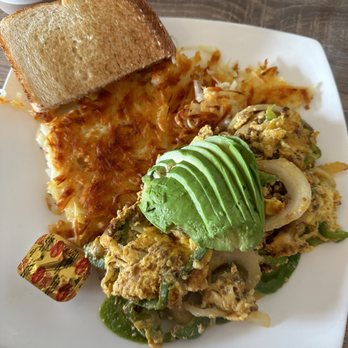 Mikayla's Cafe - Huev Chorizo and Huevos Scramble - American Near Me - Santa Clara, California Mikayla's Cafe - Huev Chorizo and Huevos Scramble - American Near Me - Santa Clara, California