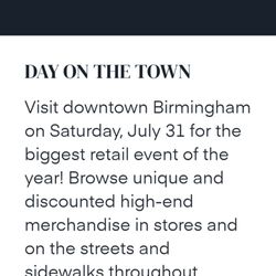 City of Birmingham - Information about today's Shopping Outdoor Summer-time Event!  7/31/2021