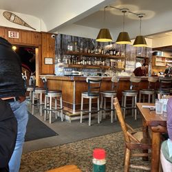 The Brownstone Inn - Loud Graphic & miss matched stools.