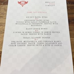 11/29/25 Football Game Day Specials Menu 11/29/25 Football Game Day Specials Menu
