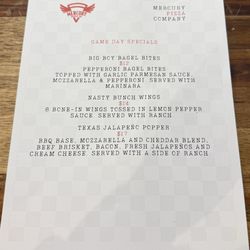 Mercury Pizza - 11/29/25 Football Game Day Specials Menu