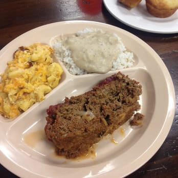 Duluth Rexall Grill - Meatloaf, mac n cheese (which wasn't good), rice n gravy, and corn bread. - American Near Me - Duluth, Georgia Duluth Rexall Grill - Meatloaf, mac n cheese (which wasn't good), rice n gravy, and corn bread. - American Near Me - Duluth, Georgia