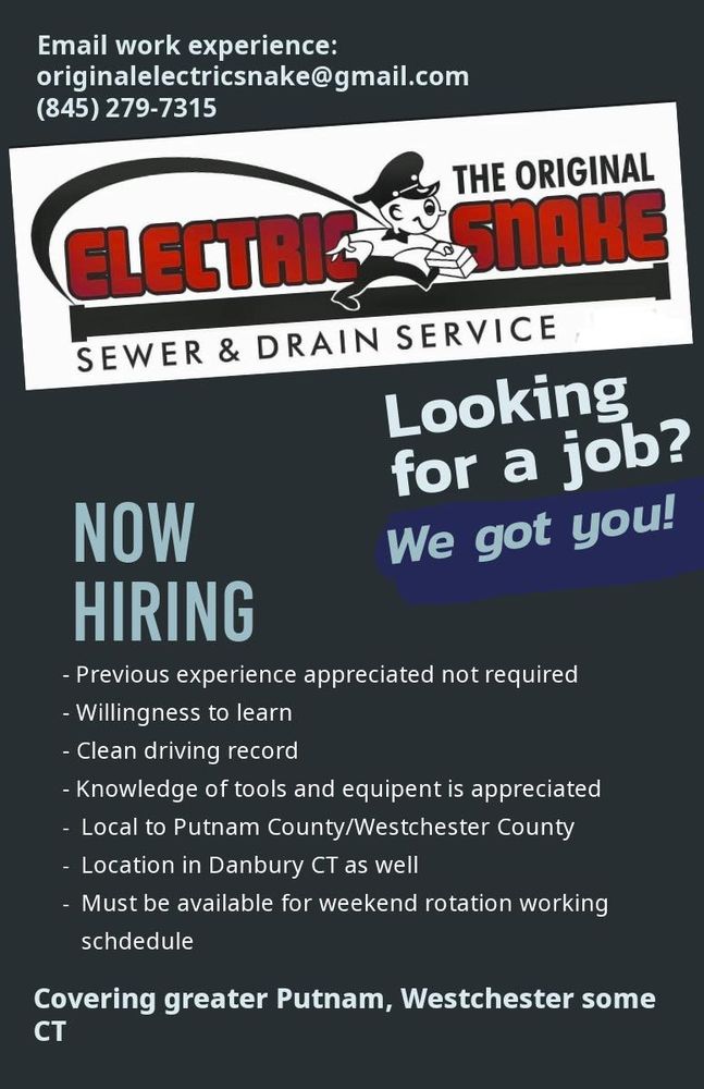 Slide of Electric Snake Sewer and Drain Service