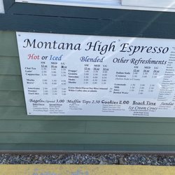 Montana High Espresso - Menu
