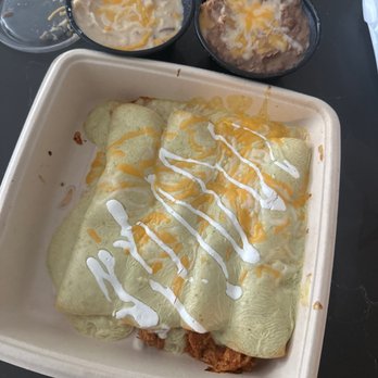 Abuelo's Mexican Restaurant - Sour cream Chicken Enchiladas Refried beans Mashed potatoes - Mexican Near Me - Hurst, Texas