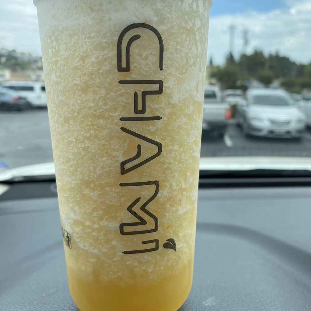 Chami Tea Bar - Icy Peach Green Tea with cheese foam.. very delicious - Bubble Tea Near Me - Whittier, California