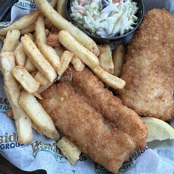 Crabby's Dockside - Fish & chips with Cole slaw - Seafood Near Me - Clearwater Beach, Florida