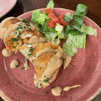 Firefly Tapas Kitchen + Bar - Chicken Tinga Empanadas -  pastry stuffed w/ braised chicken breast, w/ chili-lime crema, small salad - Tapas/Small Plates Near Me - Las Vegas, Nevada