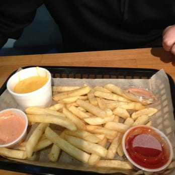 CYOC - Fries with cheese-came on the side. 'House sauce' tasted like ketchup+mayo, not bad - Cheesesteaks Near Me - Waukegan, Illinois