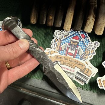 Bavarian Blacksmith Experience - Finished dagger - Metal Fabricators Near Me - Frankenmuth, Michigan Bavarian Blacksmith Experience - Finished dagger - Metal Fabricators Near Me - Frankenmuth, Michigan