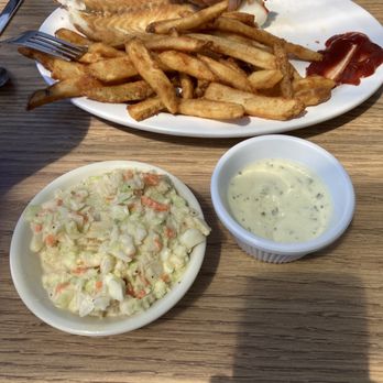 Bucksport Waterfront Restaurant - Big serving of haddock and fries with slaw and tartar. - American Near Me - Bucksport, Maine Bucksport Waterfront Restaurant - Big serving of haddock and fries with slaw and tartar. - American Near Me - Bucksport, Maine