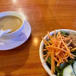 Soup and salad that came with my entree.