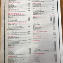 TJ’s Diner - Diner Menu.