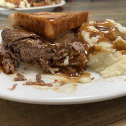 Raptis Family Restaurant - Hot beef sandwich, beef stacked high and very tasty and tender without fat. Great gravy and mashed potatoes as well. Too much to finish!