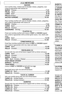 Menu photo 1 La Union Restaurant Arlington, VA Menu photo 1 La Union Restaurant Arlington, VA
