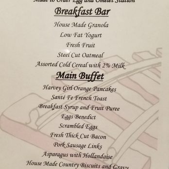 The Fred Harvey Restaurant - Breakfast menu ($12.75/adult $9.75/kid) - Buffets Near Me - Williams, Arizona The Fred Harvey Restaurant - Breakfast menu ($12.75/adult $9.75/kid) - Buffets Near Me - Williams, Arizona