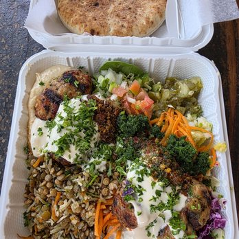 Falafel Stop - Chicken kabob on plate - Falafel Near Me - Sunnyvale, California