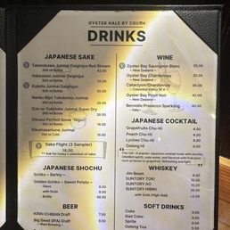 Drink menu Drink menu