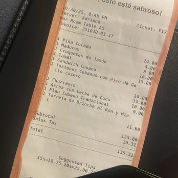 Q  Bola - Receipt - Cuban Near Me - Round Rock, Texas
