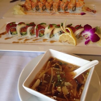 Blu Karma - 2 specialty rolls: Hawaiian Maki and Blu Karma Maki. So good! And the best hot and sour soup I've ever had! - Asian Fusion Near Me - Danvers, Massachusetts