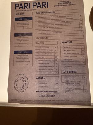 Menu photo 1 Pari Pari Handroll Bar Miami, FL Menu photo 1 Pari Pari Handroll Bar Miami, FL