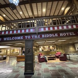 Biddle Hotel - The entrance, nicely done, cool 3D map of IU off to the left.