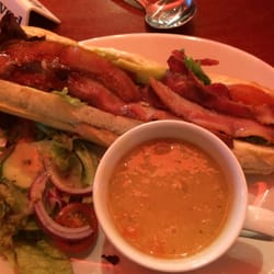 Old Brewery - BLTA (bacon, lettuce, tomato and avocado) baguette with lentil soup