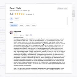 Pearl Nails - This is the second review we left. Only after realizing our initial review was deleted.