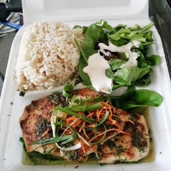 Pongo's Kitchen - Grilled Opah with Garlic Butter, brown rice and tossed salad. - Hawaiian Near Me - Honolulu, Hawaii Pongo's Kitchen - Grilled Opah with Garlic Butter, brown rice and tossed salad. - Hawaiian Near Me - Honolulu, Hawaii