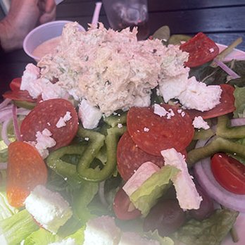 George's Pizza & Restaurant - Greek Salad topped with tuna - Pizza Near Me - Unionville, Connecticut George's Pizza & Restaurant - Greek Salad topped with tuna - Pizza Near Me - Unionville, Connecticut