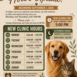 Dells Animal Hospital - Slight hour change starting Sept 1, 2026
