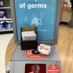 Walgreens - No wipes, trash receptacles overflowing, trash piled up behind seating. Unacceptable