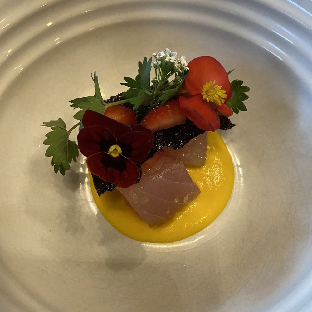 The Wolf's Tailor - Crudo from July 2022 tasting menu. - New American Near Me - Denver, Colorado The Wolf's Tailor - Crudo from July 2022 tasting menu. - New American Near Me - Denver, Colorado
