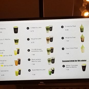 Tsujiri Metrotown - The menu @ Tsujiri - Coffee & Tea Near Me - Burnaby, British Columbia