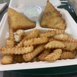 Fish & chips meal with extra fries in place of slaw. Over $14- bucks for this with tax!! Fish & chips meal with extra fries in place of slaw. Over $14- bucks for this with tax!!