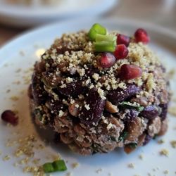 Lobio (a super summery, refreshing red bean salad topped with herbs and pomegranate)